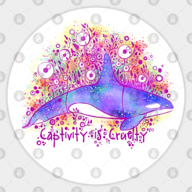 Captivity is Cruelty ( Orca / Vegan ) Sticker by artbysavi